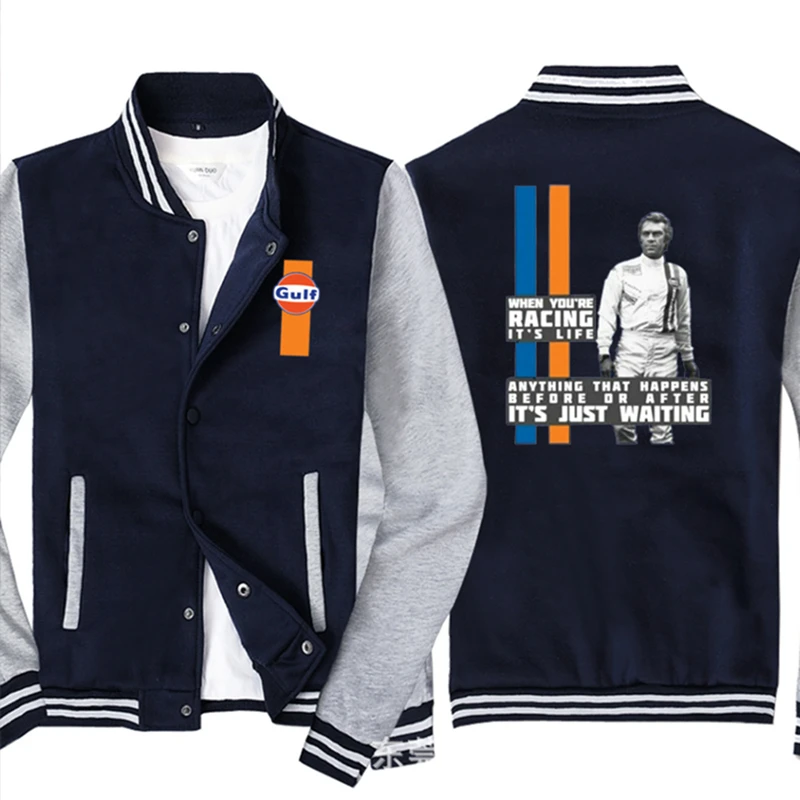 

NEW Men Baseball uniform for GULF Car Logo Print Casual Hip Hop Harajuku Warm Sweatshirts Mens Baseball Jacket Slim Fit Unisex