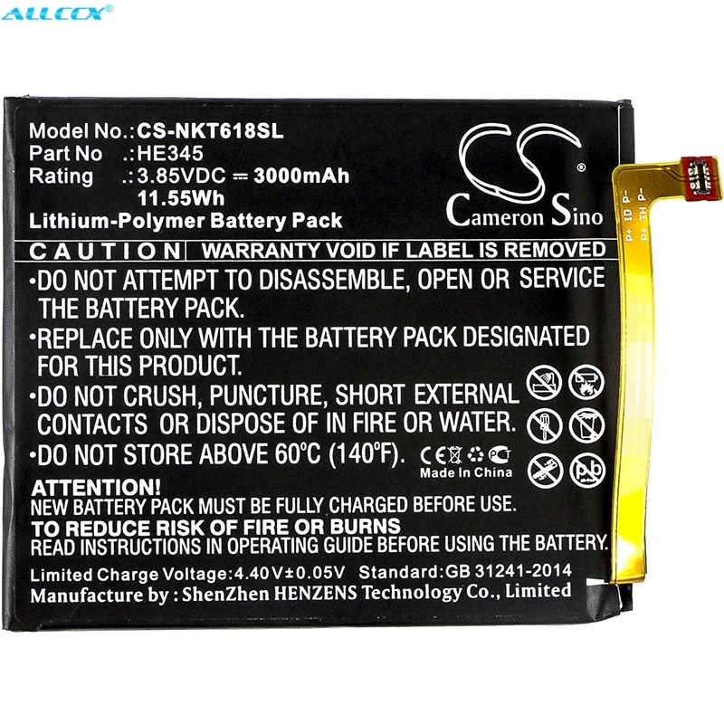 

Cameron Sino 3000mAh Battery HE345 for Nokia 6 2018,6 2nd,Nokia 6 2nd