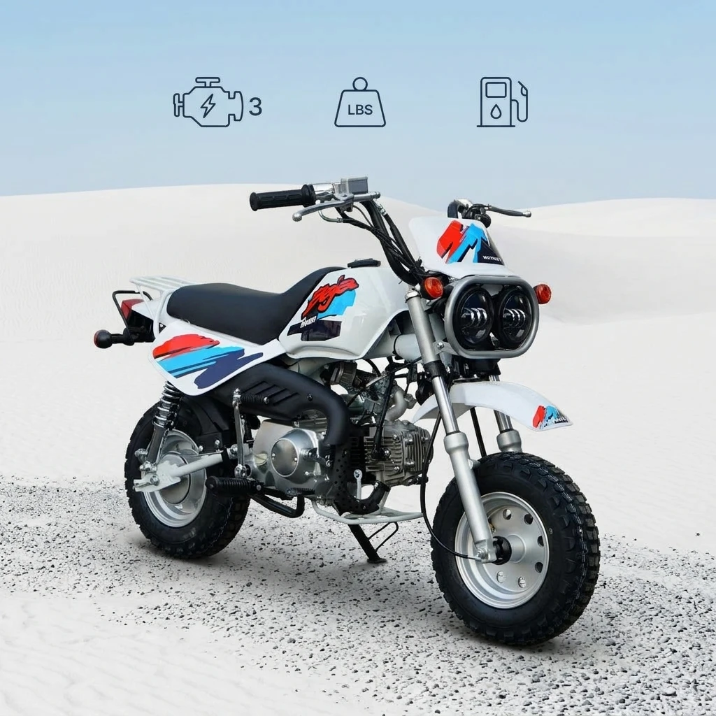 Фото Ретро-мотоцикл Monkey Baja Pit Bike 110 куб. см, 4-тактный внедорожный мини-байк с двойной фарой, бензиновый мотоцикл для взрослых. №1