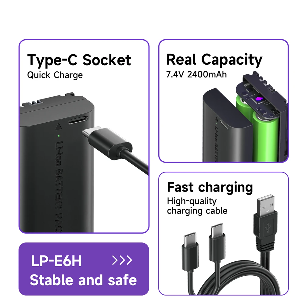 Фото Зарядный аккумулятор LP - E6 LP E6 LP E6N Type - C с зарядным устройством LCD для камеры Canon 5D Mark II III 7D 60D EOS 6D 70D 80D EOS 5DS R №3