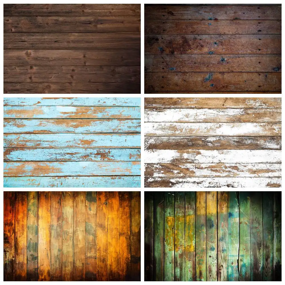 Old Wooden Boards Photography Backdrops Custom Grunge Planks Baby Party Decoration Photo Booth Studio Floor Backgrounds Props