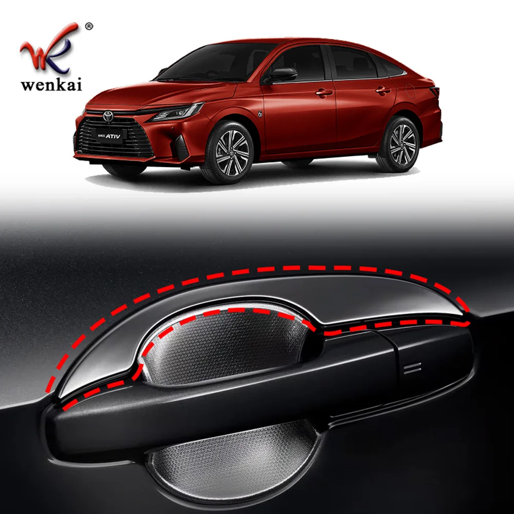 

For 2022 2023 Toyota Yaris Ativ Vios Outside Door Handle Decoration Chrome Trim Sticker Car Styling