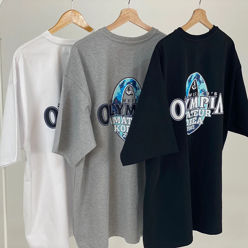 

Летняя Спортивная Повседневная Свободная хлопковая Футболка в стиле хип-хоп с короткими рукавами и круглым вырезом, футболка большого разм...