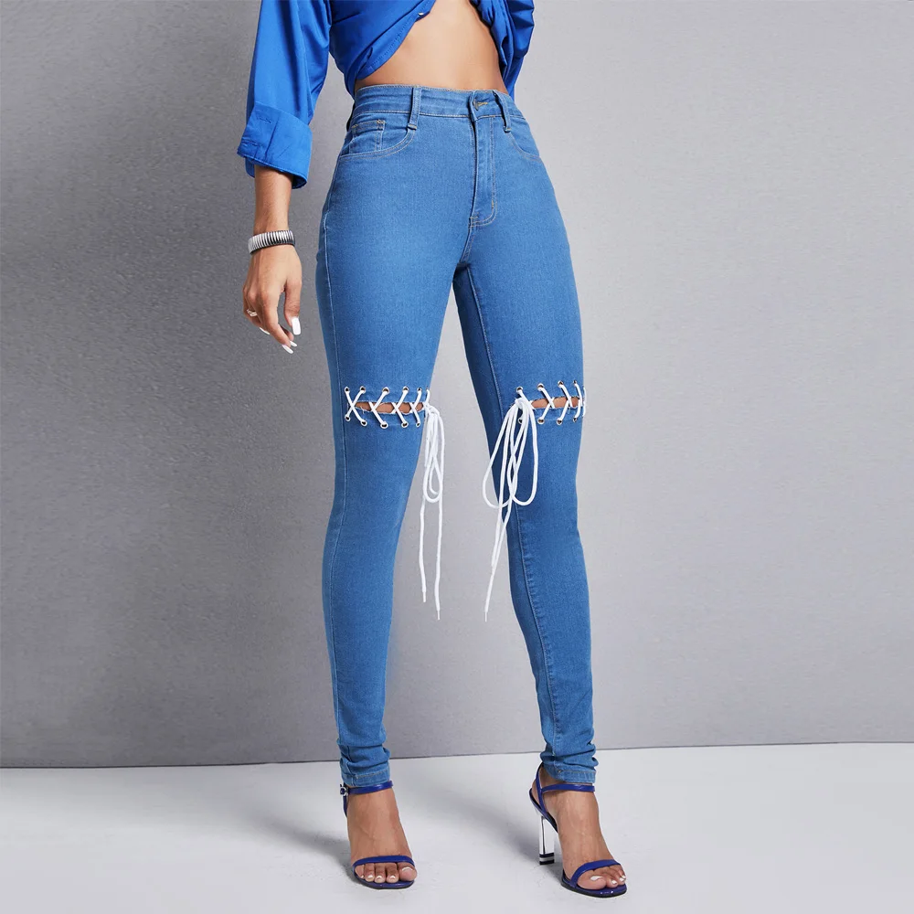 Jeans Female Denim Pants Womens Jeans woman Lace Up Stretch Bottoms Feminino Skinny Pants Trousers