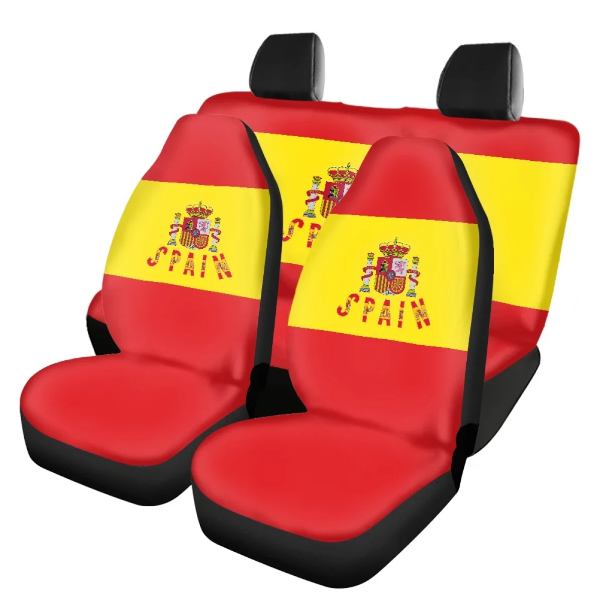 

Универсальный комплект чехлов на сиденья автомобиля с мультяшным принтом флага Испании, прочная прозрачная защита для сидений автомобиля, удобный аксессуар для автомобиля