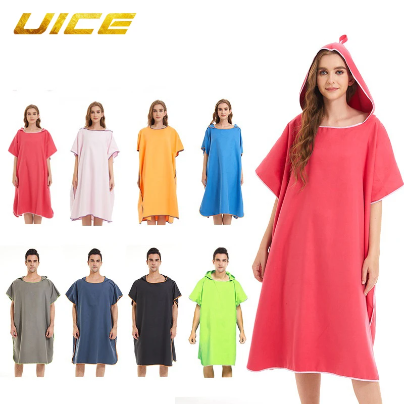 

Microfiber Beach Changing Robe Poncho with Hooded Quick Dry Lightweigh Towelling Bath Bathrobe for Wetsuit Pool Surfing Swimming