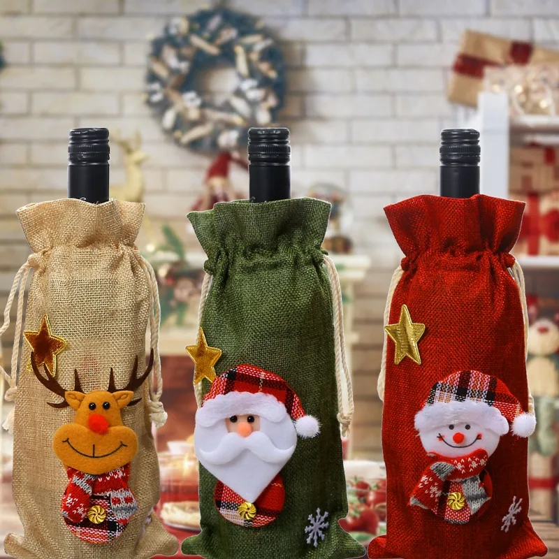 

Рождественские чехлы для винных бутылок из ткани