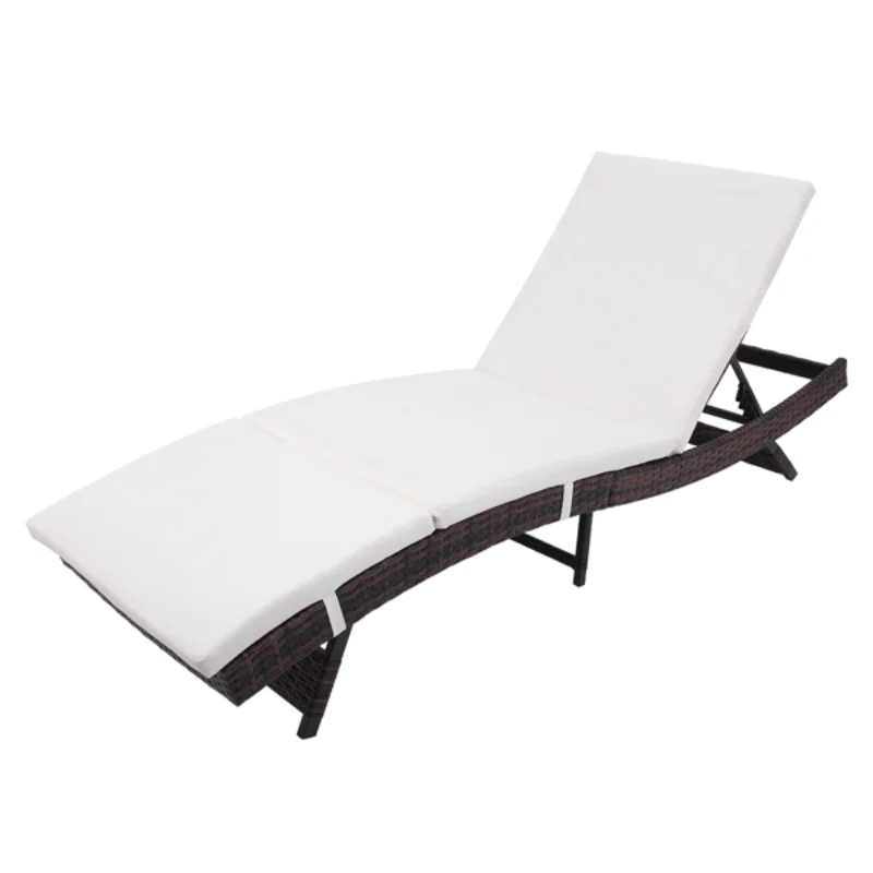 

S Style Patio Chaise Lounge Embossing Vines Chaise Lounge Chair Brown[US Stock]