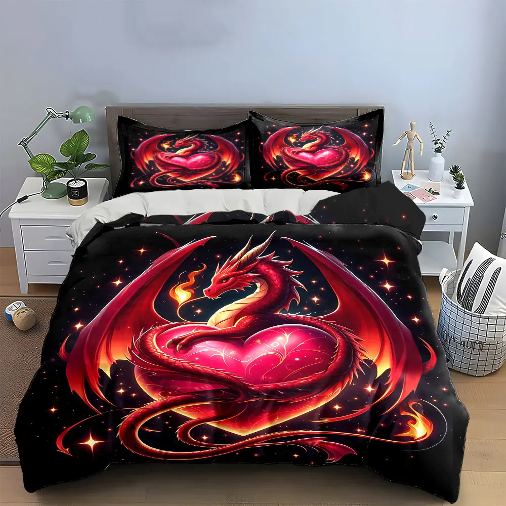 Набор постельного белья Dragon Heart Fantasy Decor Set из мягкой, приятной для кожи ткани, включает 1 пододеяльник и 2 наволочки, подарок (art.: 3920db24cdb44) - 3920db24cdb44