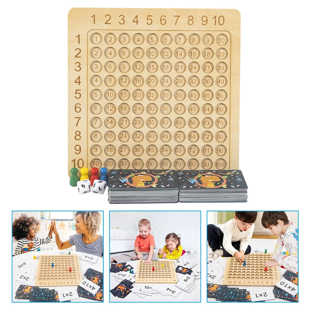 

1 Set of Wooden Math Board Interactive Multiplication Game Board Funny Math Toy for Kids