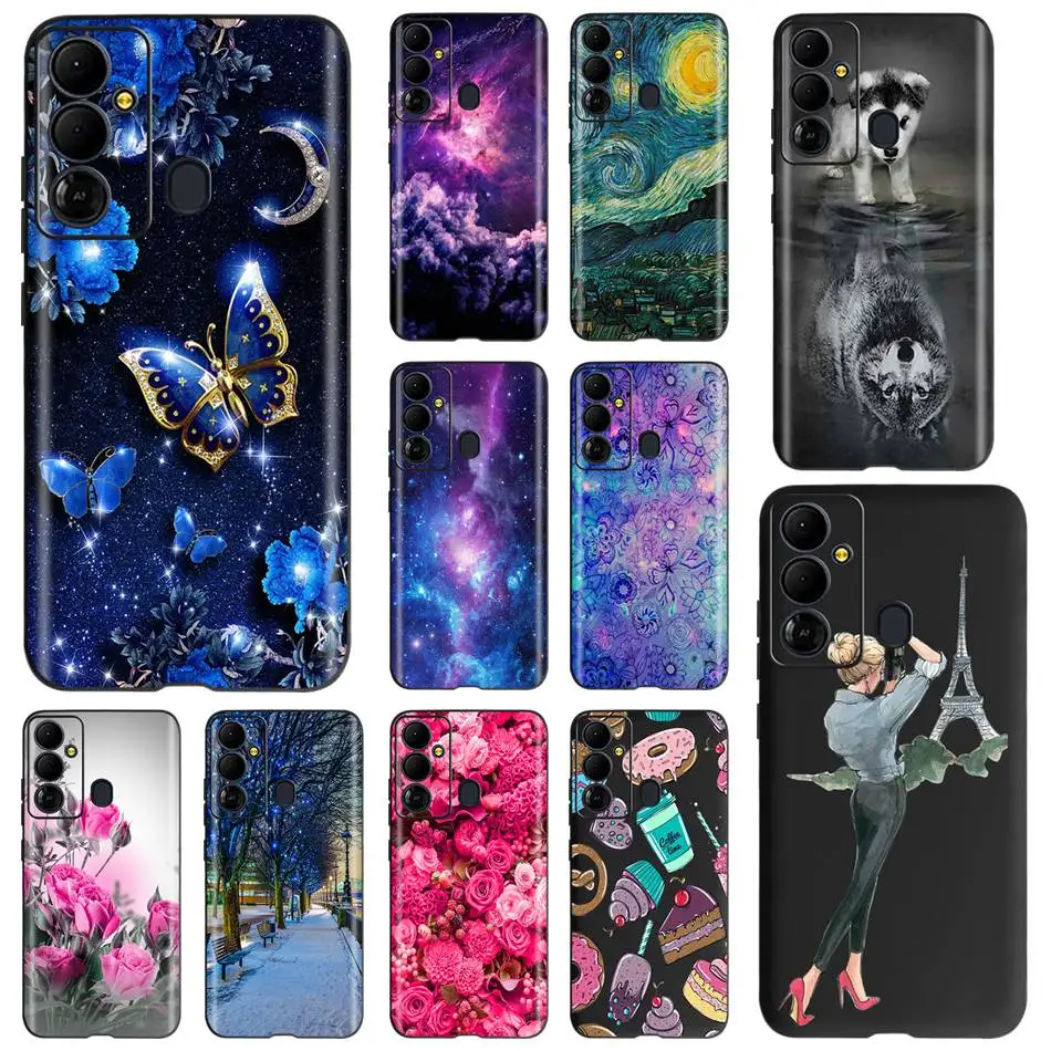 Мягкий чехол для Tecno Pop 6 GO, Модный чехол для телефона с узором в виде бабочки для Tecno Pop6 Go, мягкий силиконовый чехол-бампер