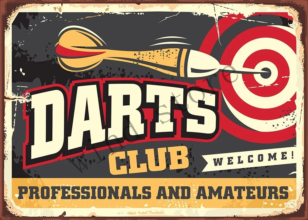 

Darts Club Vintage Decoration Sign Retro Vintage Metal Tin Sign Wall Decor for Bars,Restaurants,Cafes Pubs,12x8 Inch