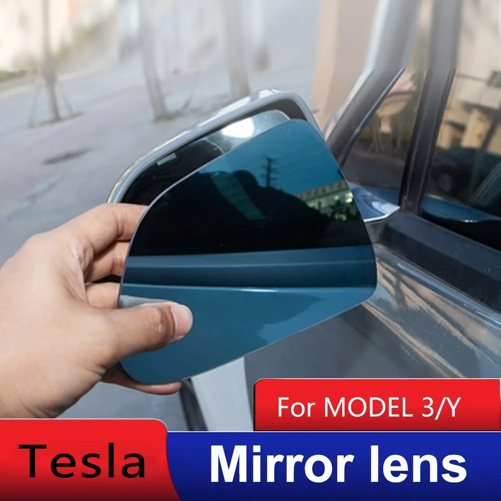 

Newest Tesla Car Mirror Lens Back Grand Blue White Sticker Rear View Glass Decals Model 3 Y 2022 Auto Exterior Parts Accessories