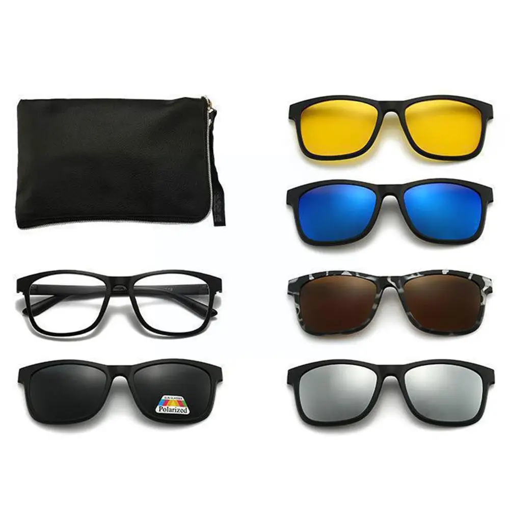 

Магнитные поляризационные солнцезащитные очки 6 в 1 для мужчин и женщин, поляризационные очки с клипсой на магнитах, очки с ночным зеркалом, Ретро спортивные оптические очки V Z6J0