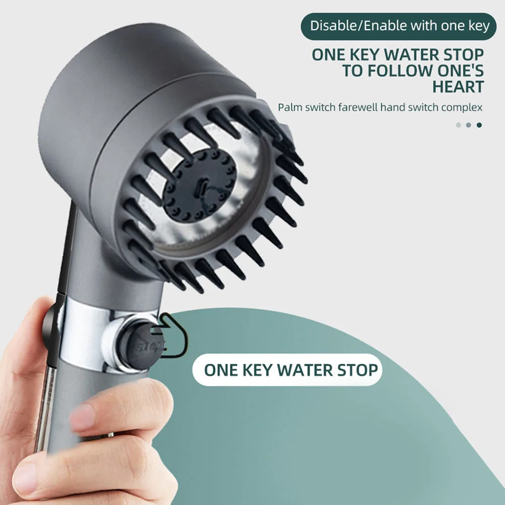 

Universal 4-point Interface 4 In 1 Massage Shower 3 Modes High Pressure Water Saving Rain Shower Head Set 27x8cm