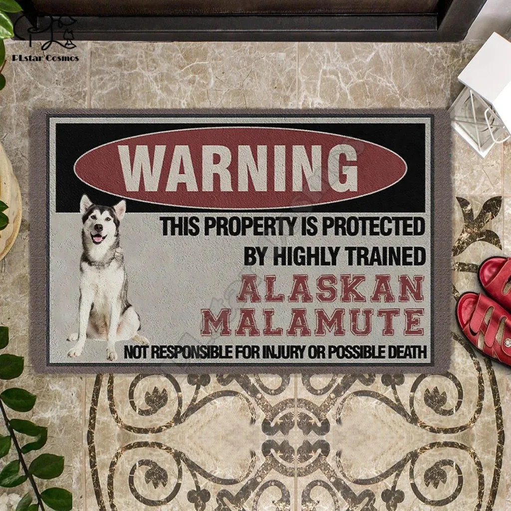 

THIS PROPERTY IS PROTECTED BY HIGHLY TRAINED Alaskan Malamute Doormat 3D Indoor Outdoor Doormat Non-slip