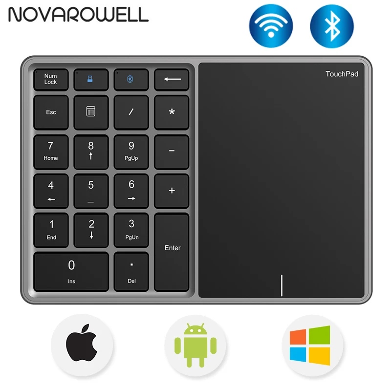 

Numeric Keyboard With Touchpad Bluetooth Keypad 2.4G Wireless Numer Pad Rechargable For Android Windows IOS Laptop Tablet