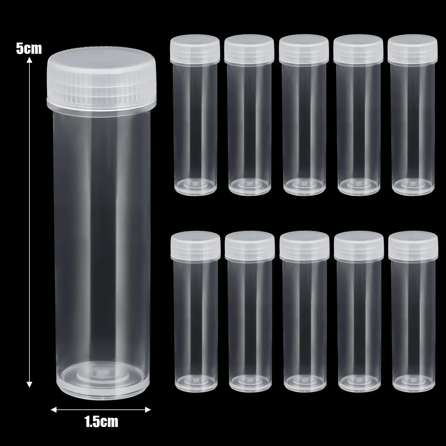 

50 шт., 5/7 мл, пластиковый образец, маленькая бутылочка, флакон для хранения, контейнер для хранения, пробирка с завинчивающимися крышками для лабораторного образца порошка