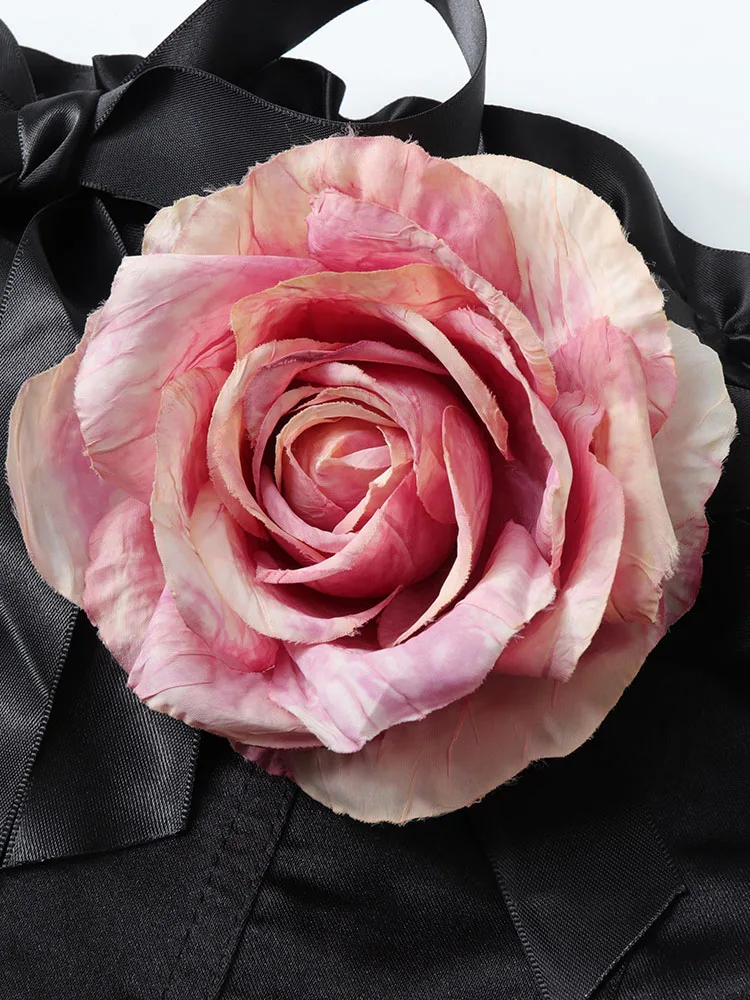 Женская Черная Готическая майка Kpop винтажная кокетка 3D Цветочная кофта с