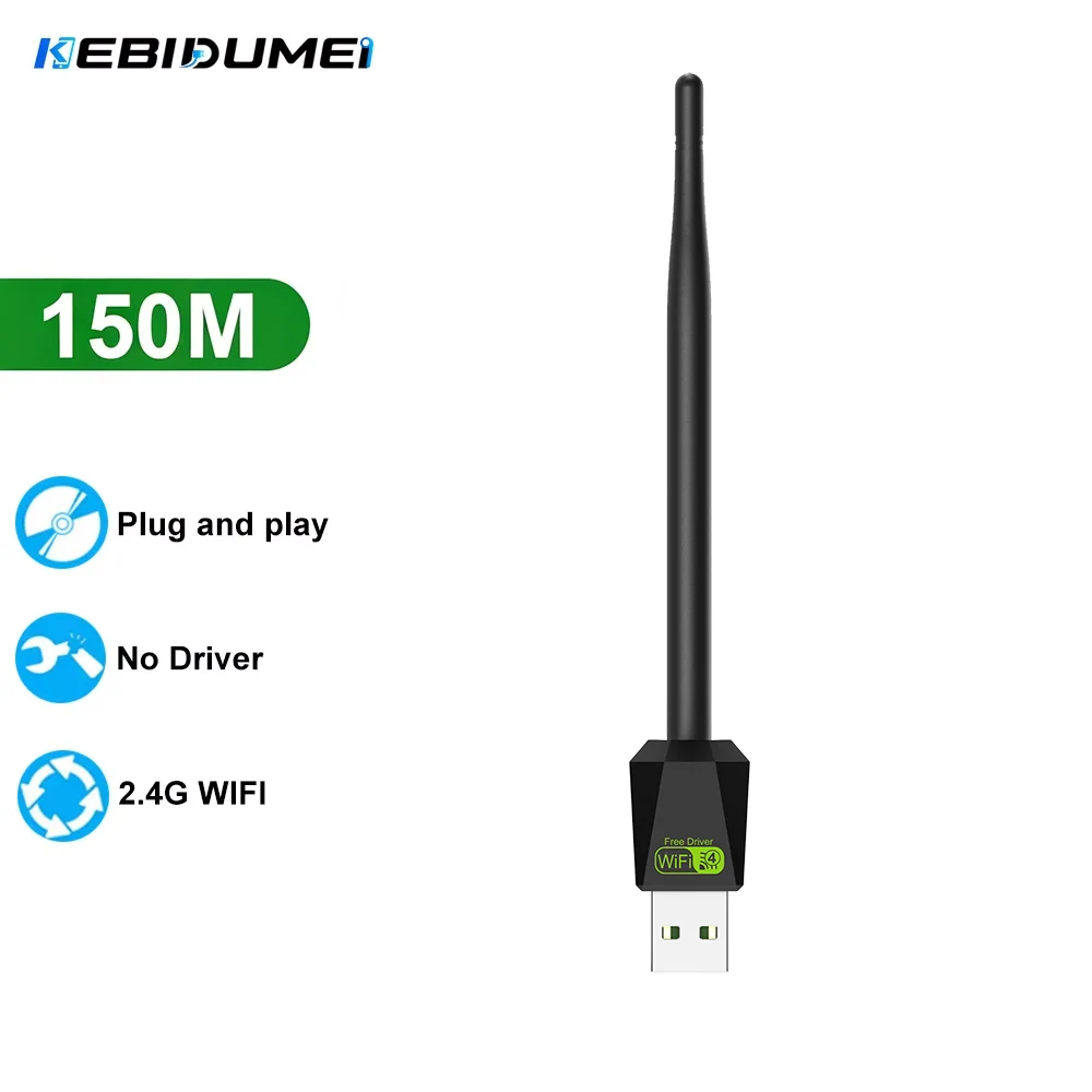 Фото KEBIDUMEI 150 Мбит/с мини-USB Wi-Fi адаптер RTL8188, беспроводная сетевая карта, Wi-Fi приемник, донгл 802.11 b/g/n для ПК, ноутбуков, Windows №2