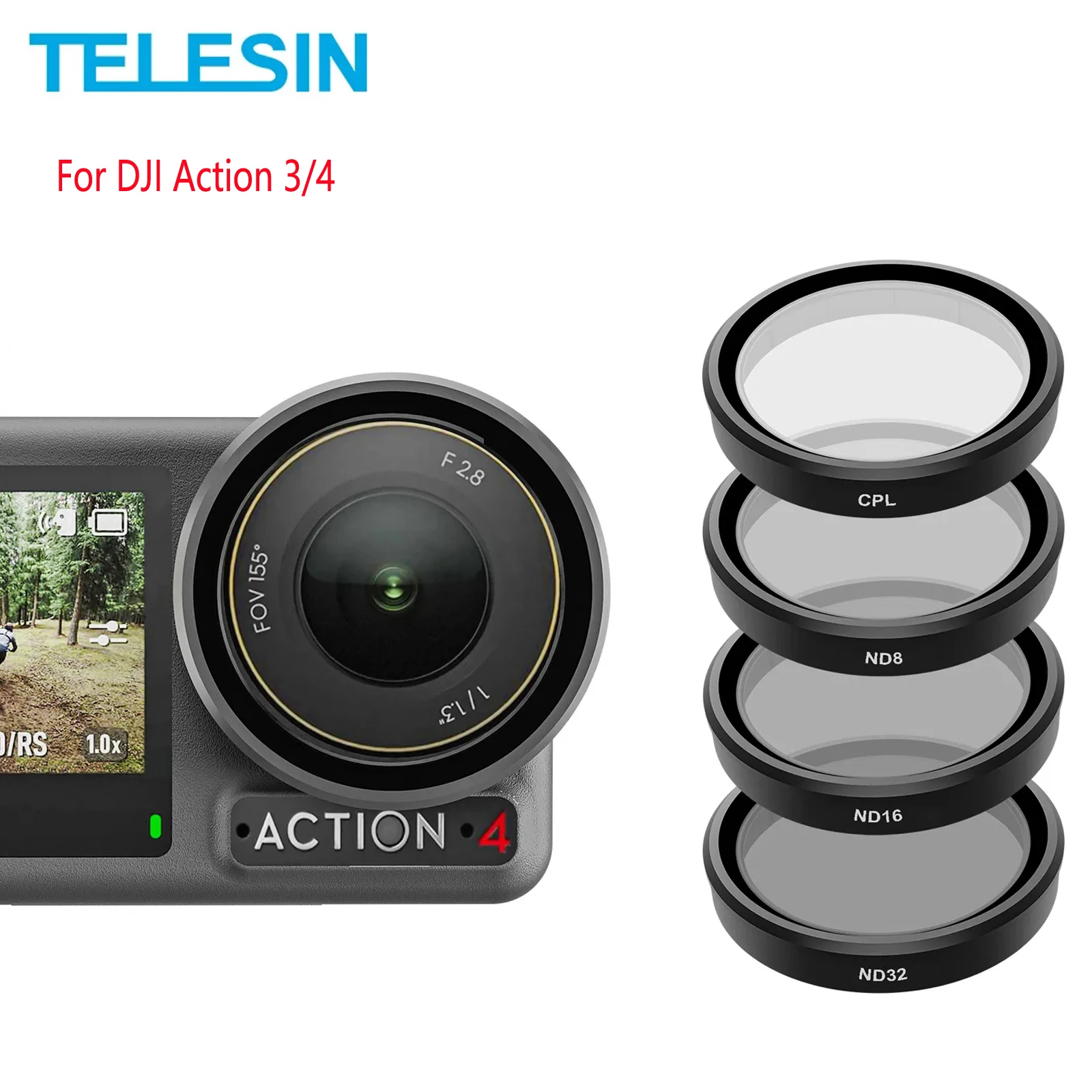 

TELESIN CPL ND8 ND16 ND32 Lens Filter Set Aluminium Alloy Frame for DJI OSMO Action 3 4 ND CPL Lens Action Camera Accessories