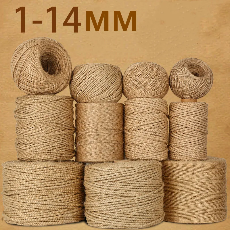 

1-14mm Natural Vintage Jute Rope Cord String Twine Burlap Ribbon Crafts Sewing DIY Jute Hemp Wedding Party Decoration Cords