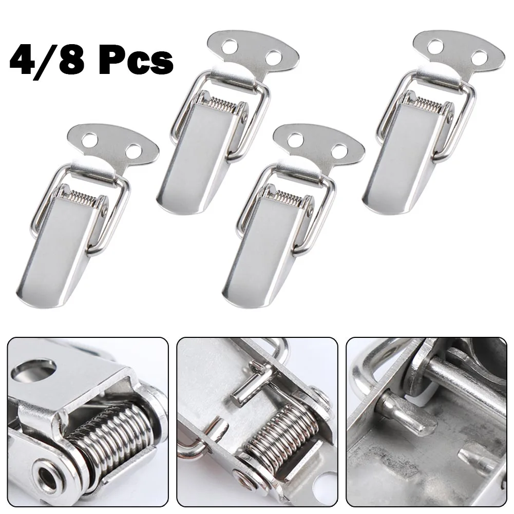 

4/8PCS Stainless Steel Toggle Latch Catch Clamp Spring Latch Catch Toggle Hasp Suitcase Buckles Toggle Catch Duck-mouth Buckle
