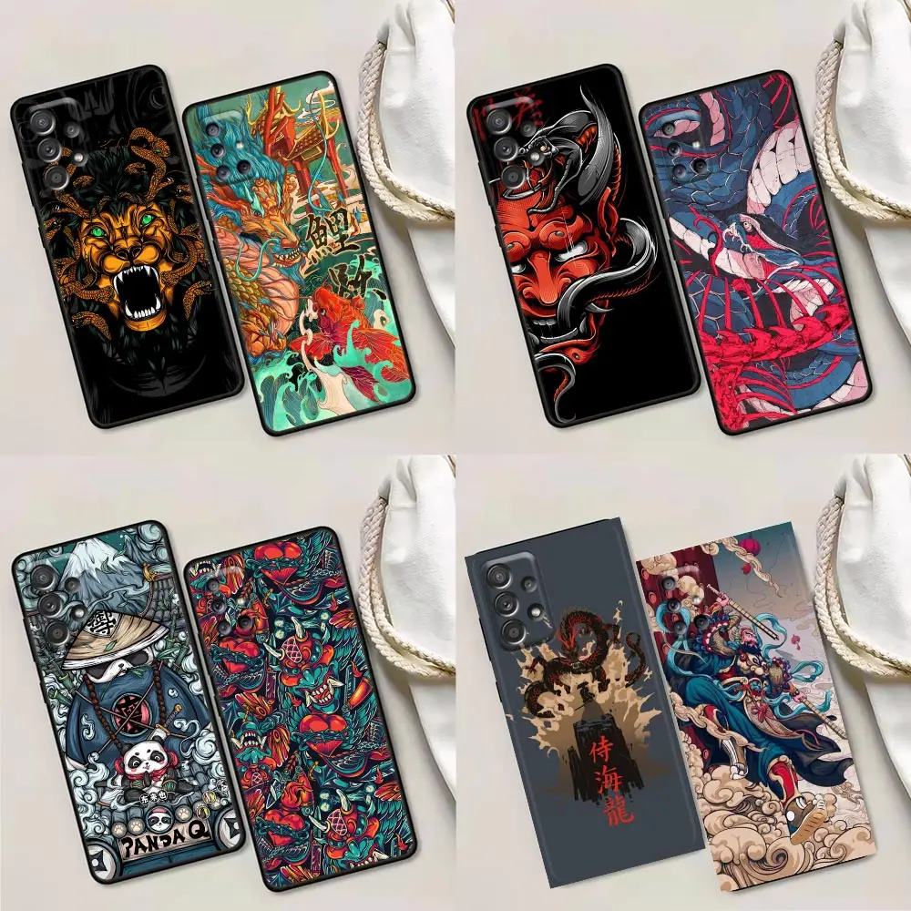 

Phone Case for Samsung A01 A02 A03s A11 A12 A21s A32 A41 A72 A52s 5G A91 A91s Soft Case Japanese Art Samurai