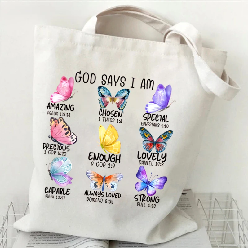 Холщовая сумка через плечо с бабочкой