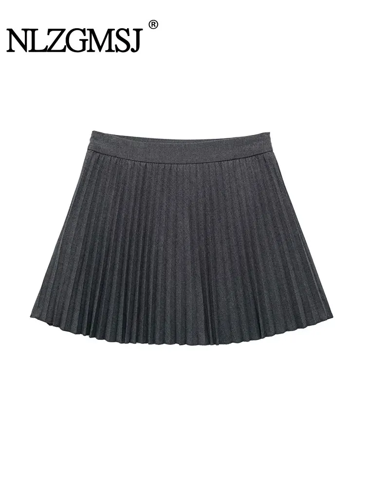 Женская мини-юбка с завышенной талией молнией сбоку