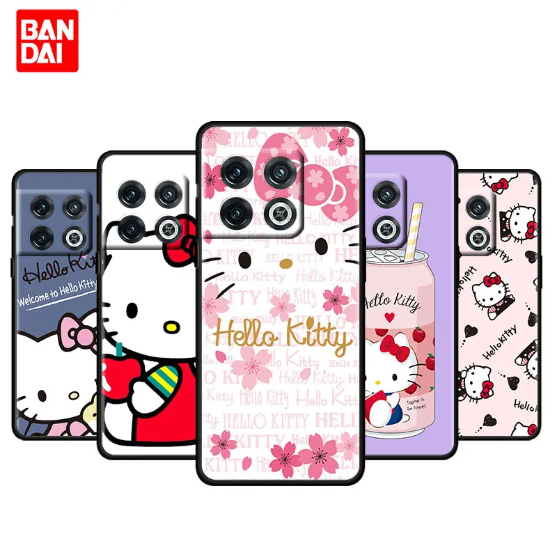 

Hello Kitty Super Case for OnePlus 9 9R 8 8T 10 Nord CE N200 2 N100 N10 Pro RT 5G Funda Black Luxury Silicone Cover Capinha