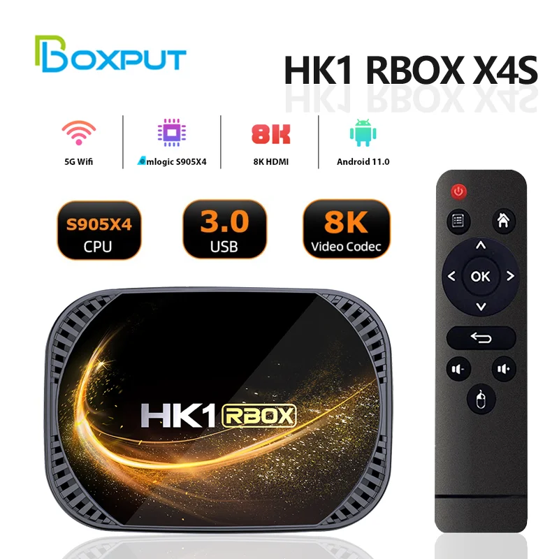 

HK1 RBOX X4S TV BOX Android 11 Amlogic S905X4 Dual Wifi AV1 Support 4K Google Voice Assistant Media Player 4GB 32GB 64GB