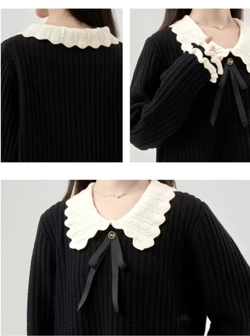 Плюс размер дизайн Sense кукольный воротник с деревянными ушками вязать осенняя