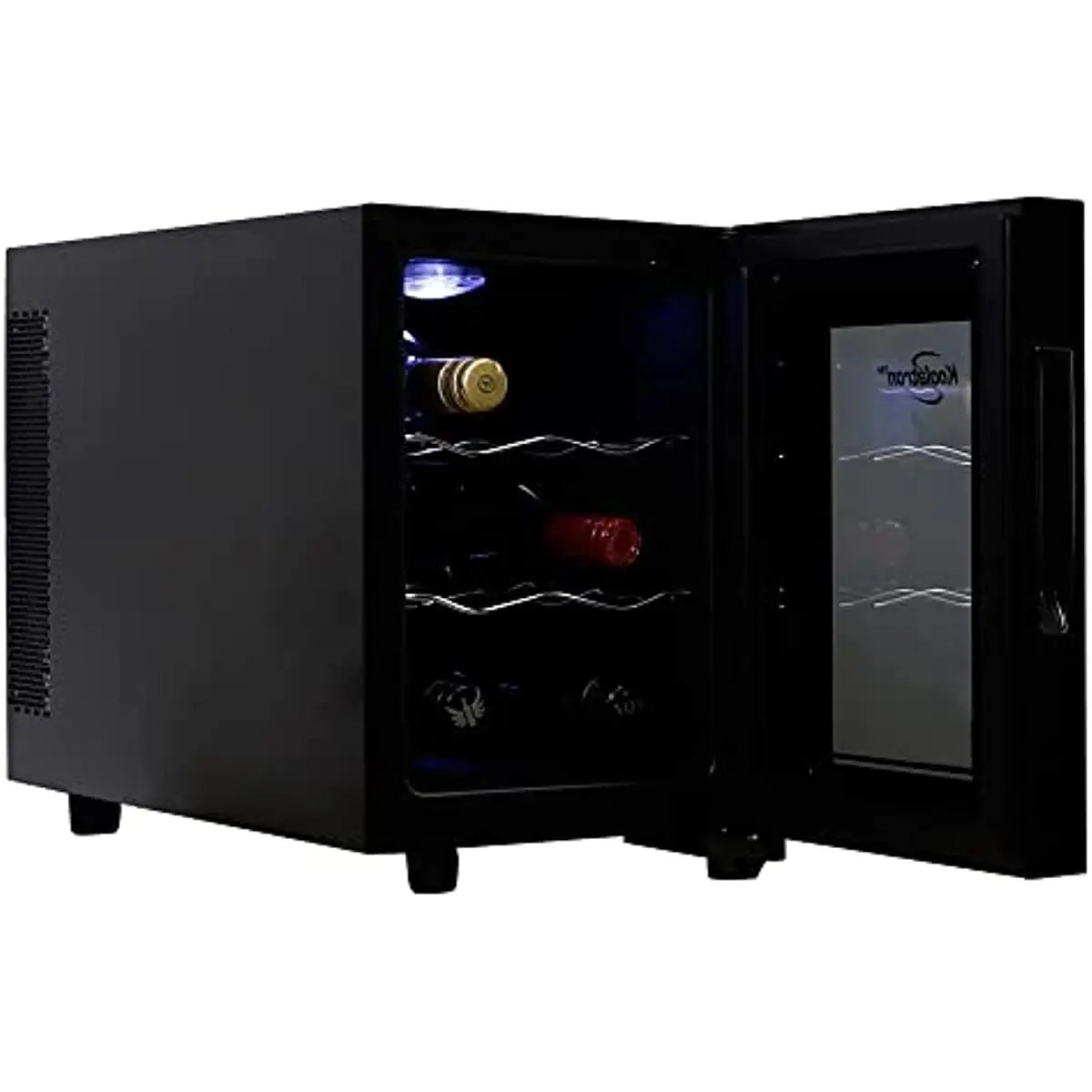 

Koolatron 6 Bottle Wine Cooler, Black, Thermoelectric Wine Fridge, 0.65 cu. ft. (16L), Freestanding Wine Cellar, Red