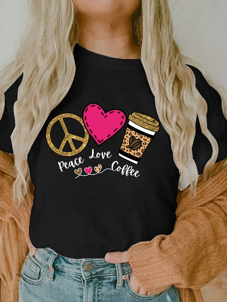 

Футболка женская с принтом кофе, с коротким рукавом, в стиле Харадзюку