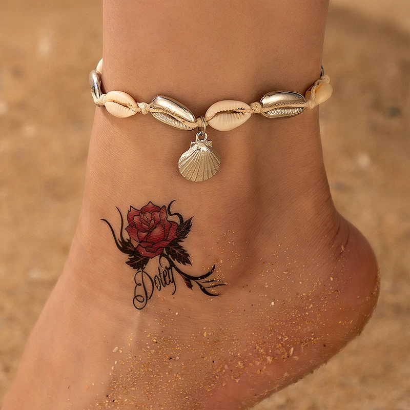 

HuangTang Summer Shell Gold Anklets for Women Men Hand Braided Rope Adustable Feet Chain Bohemian Jewelry Accessories 6957