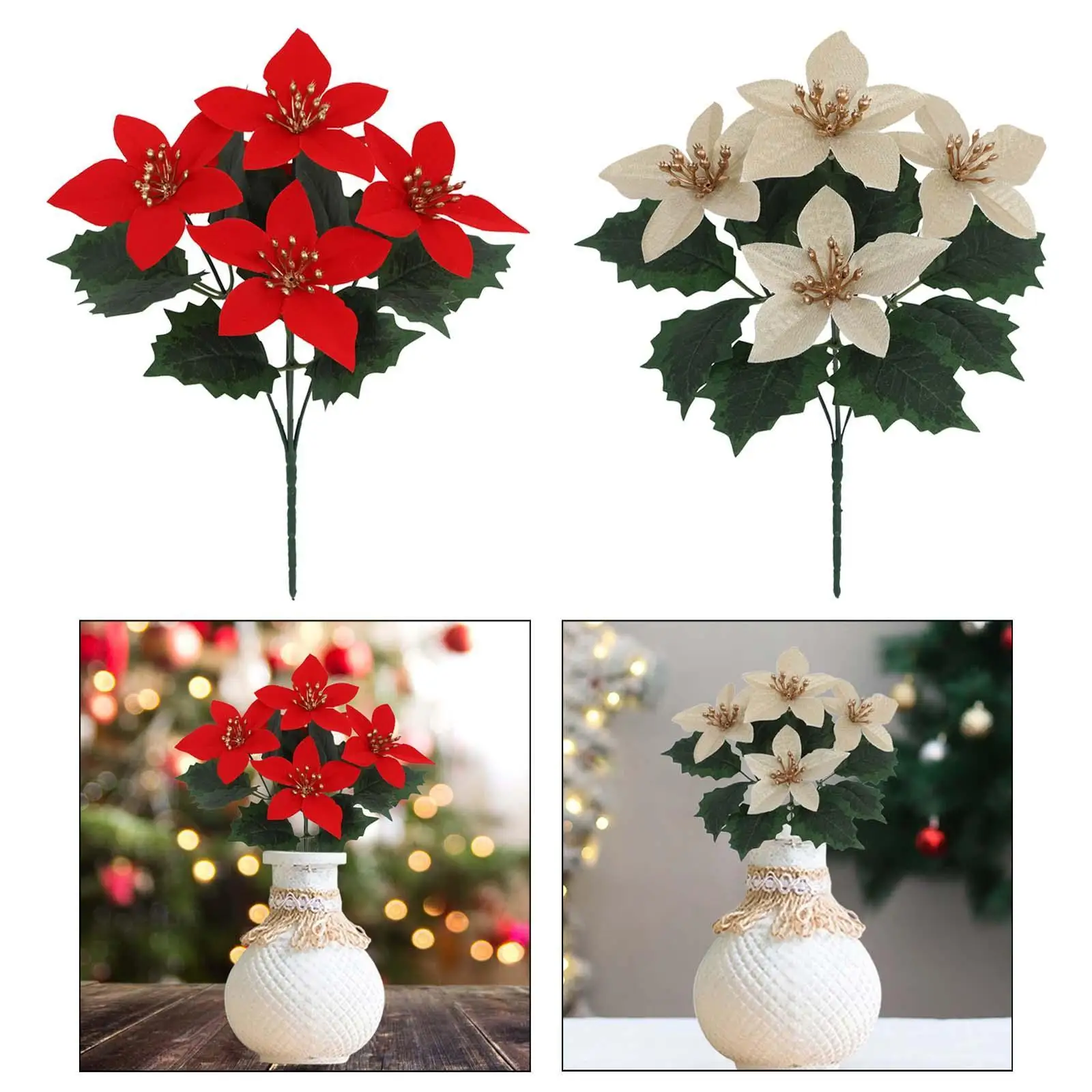 Искусственные рождественские цветы реалистичный садовый реквизит для
