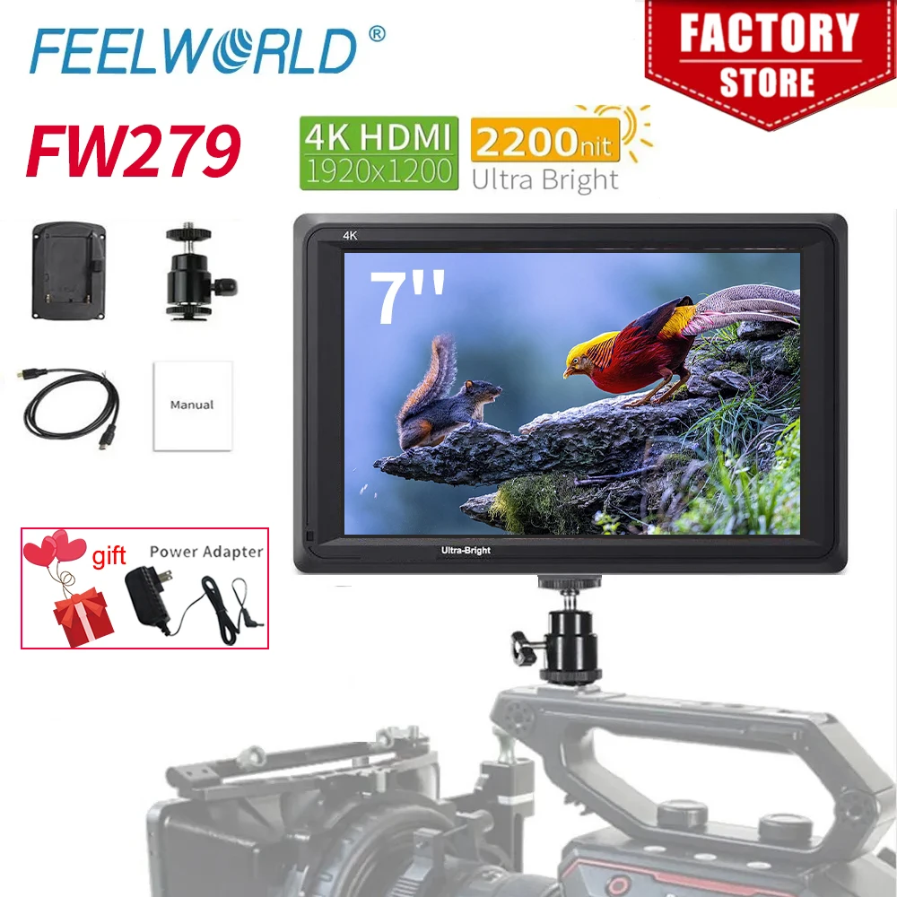 FEELWORLD FW279 7-дюймовый ультра яркий 1920x1200 4K HDMI-совместимый