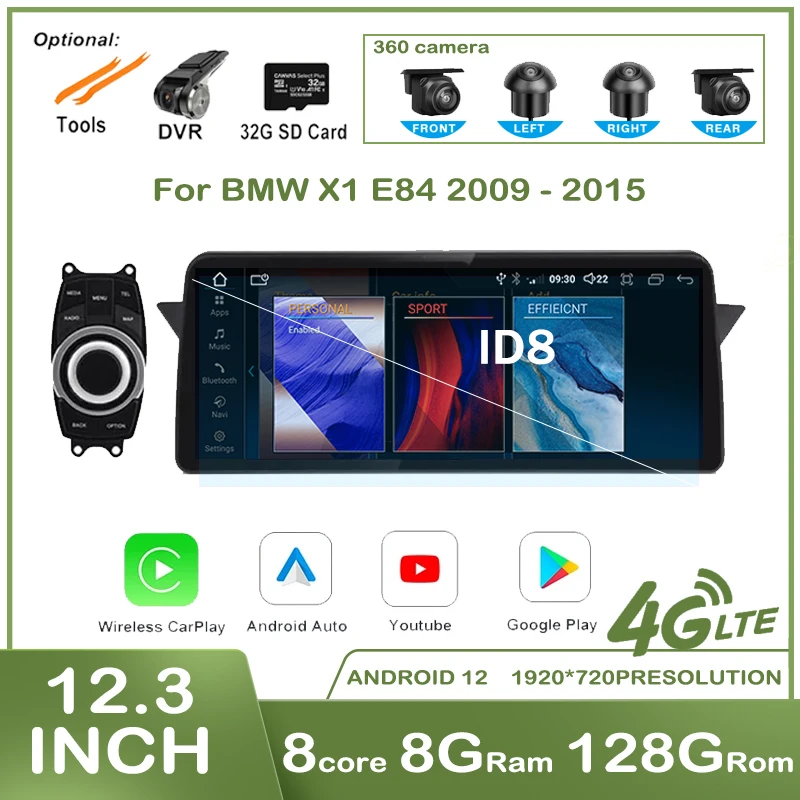 

12.3" Android 12 For BMW X1 E84 2009-2015 Player GPS Auto Navigation Carplay Multimedia Stereo Radio Car Accessories Bluetooth