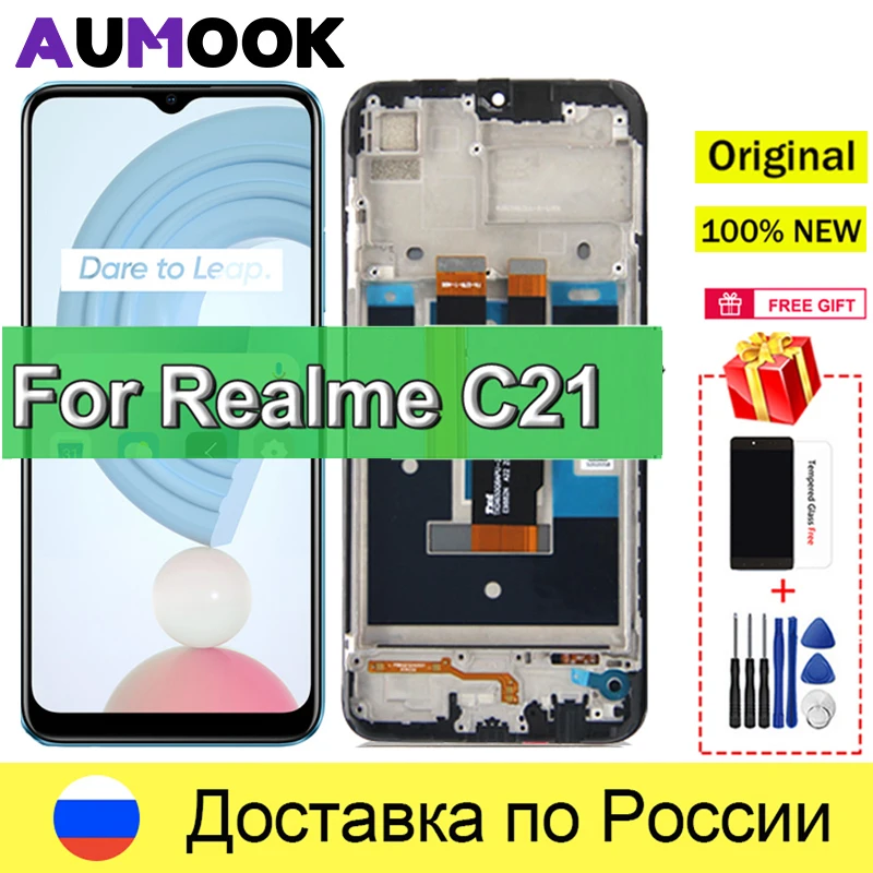 Оригинальный ЖК-дисплей 6,5 дюйма для Realme C21, ЖК-дисплей для фотографий Realme C21 LCD RMX3201, Замена сенсорного экрана