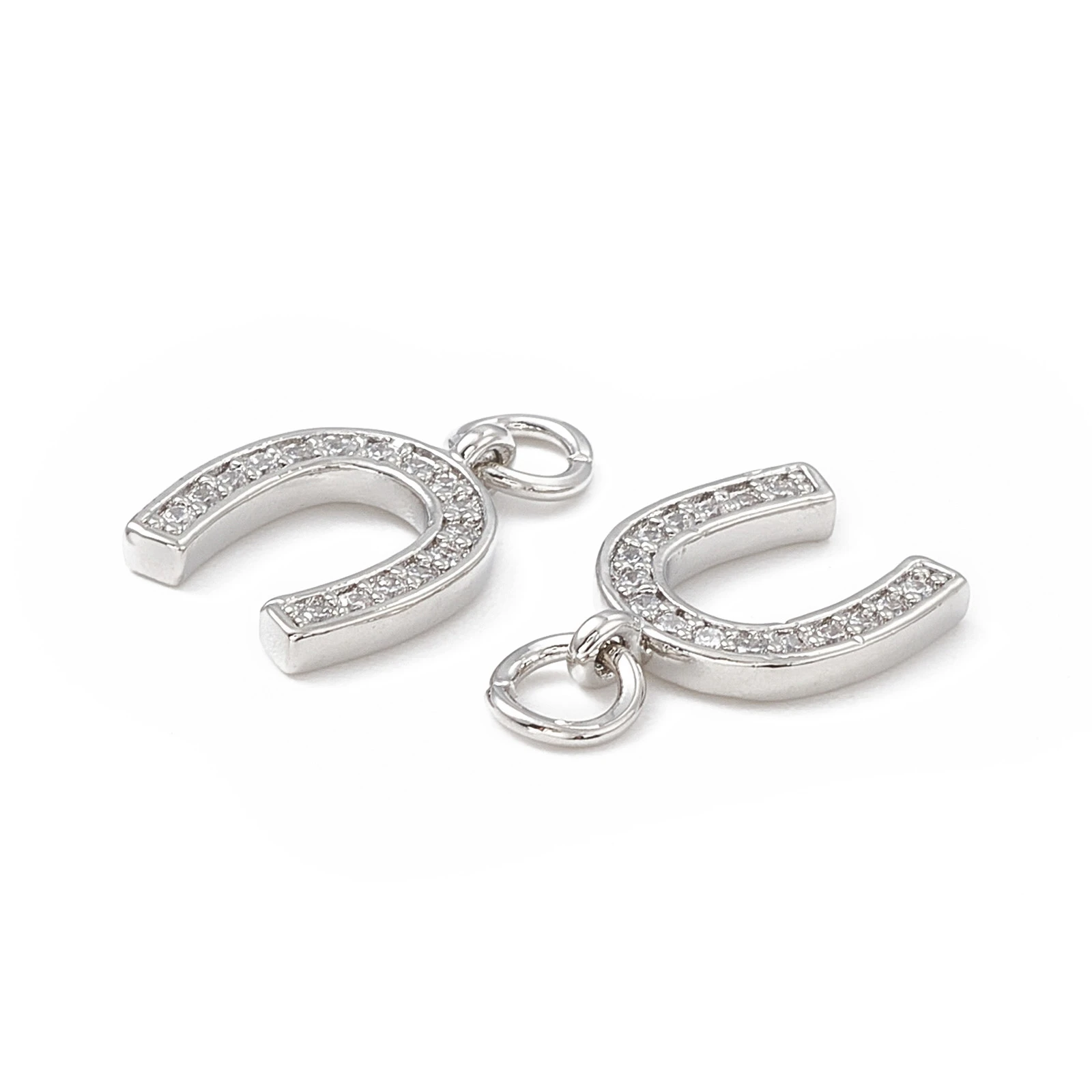 Подвески в форме подковы из латуни с микрозакрепкой 13x10x3 мм 5 шт