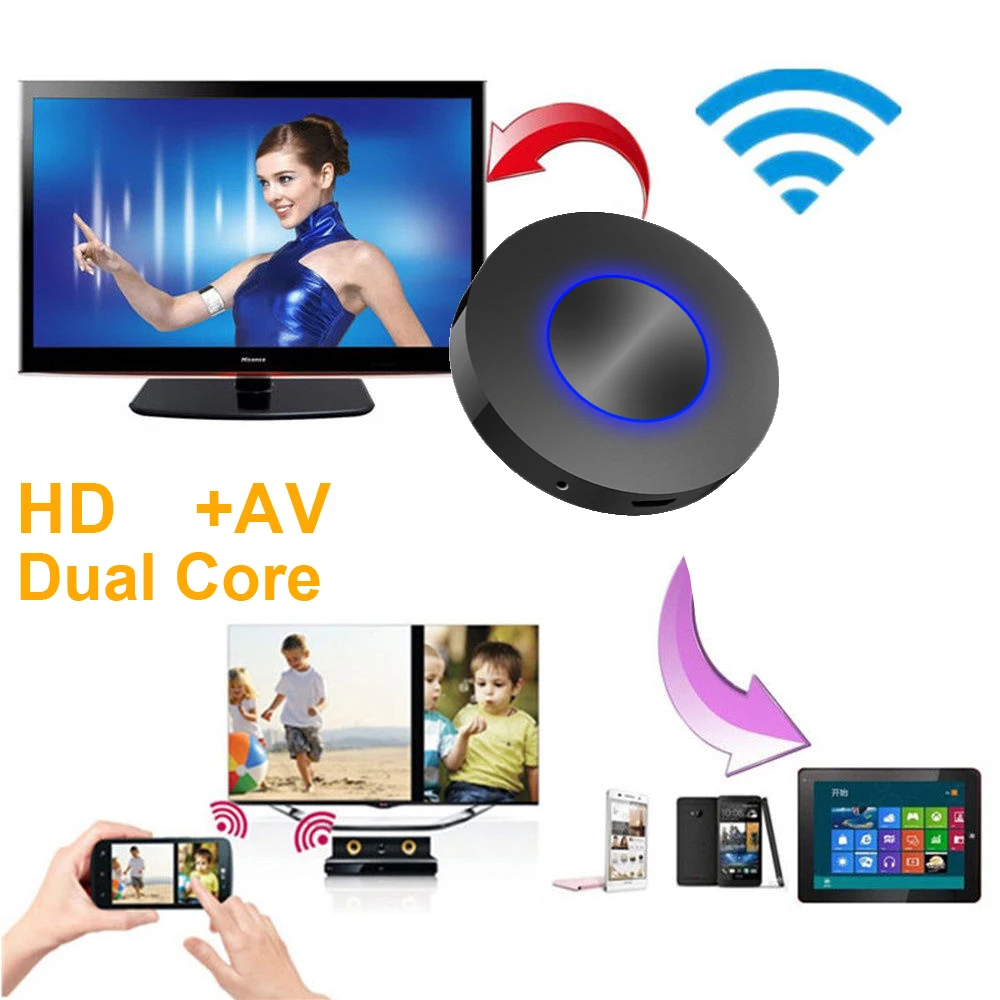 

HD AV RCA Wireless Wifi Display Dongle HDMI-compatible Audio Video Adapter Converter for IPhone Android Phone Screen To TV / Car