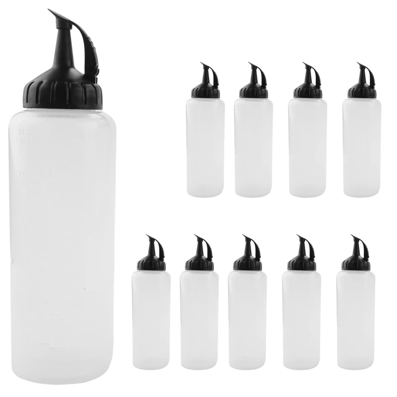 Chef's Squeeze Bottle, Pack Of 9, Condiment Squeeze Bottles,
