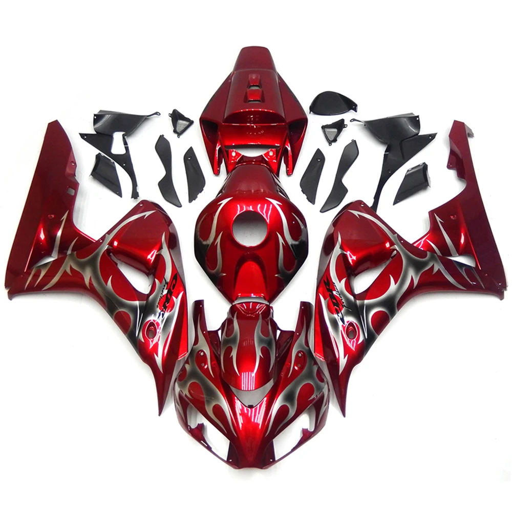 

Shells For Honda CBR1000RR 2006 2007 Red Painted CBR1000 RR 06 07 Motorcycle Silver Flame Fairing Kits (Injection Molding)