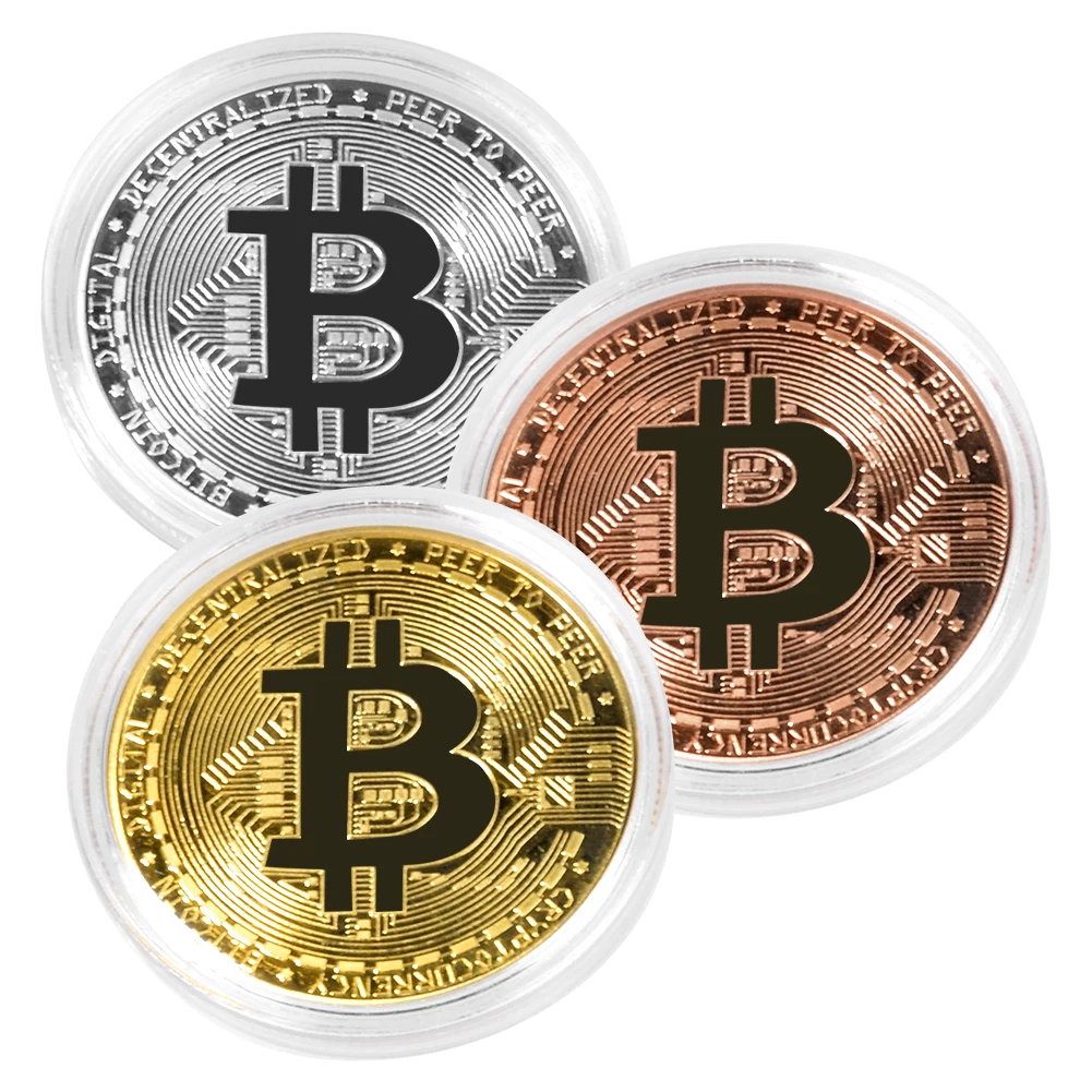 

Creative Bitcoin Coin Collectible Gold Plated Physical Commemorative Coins BTC Antique Imitation Art Collection Gift Silver Rose