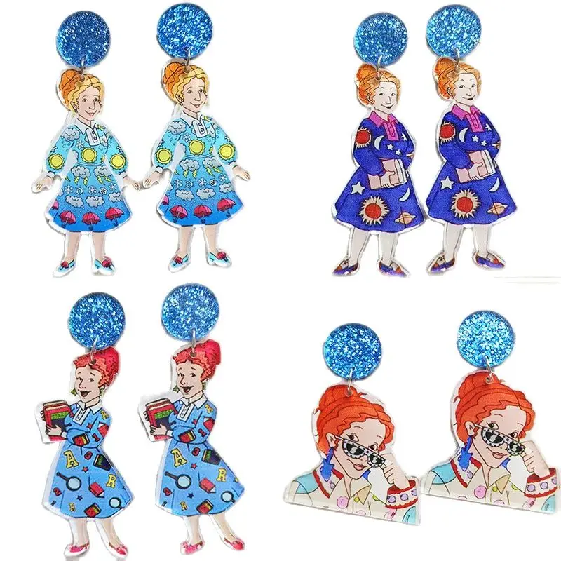 

Teacher's Earrings Acrylic Meteorology Astronomy Music Course Teaching Earrings Shining Powder Earrings Student Earrings gifts
