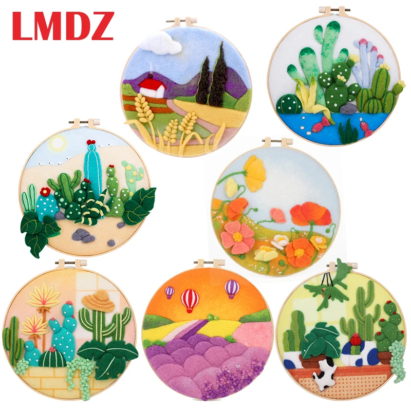 

LMDZ Needle Felt Entry Set Beginner Needle Felt Supplies Wool Needle Felt Set with Wool Bag for Home Decoration