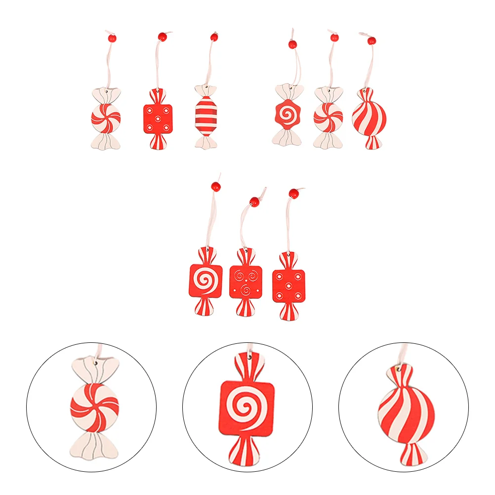 

9pcs Holiday Hanging Crafts Christmas Tree Decor Xmas Tree Candy Pendant Holiday Hanging Craft Festival Hanging Pendant