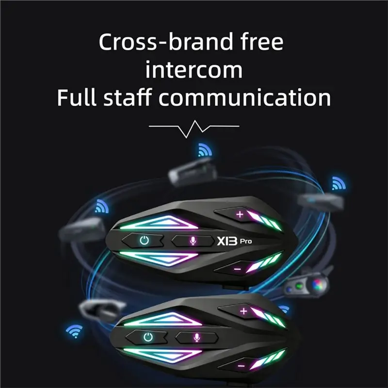 НОВИНКА В НАЛИЧИИ - Bluetooth-гарнитура для мотоциклетного шлема X13 Pro, 1000 м, полнодуплексная интерком-гарнитура (art.: 3920dce593229) - 3920dce593229
