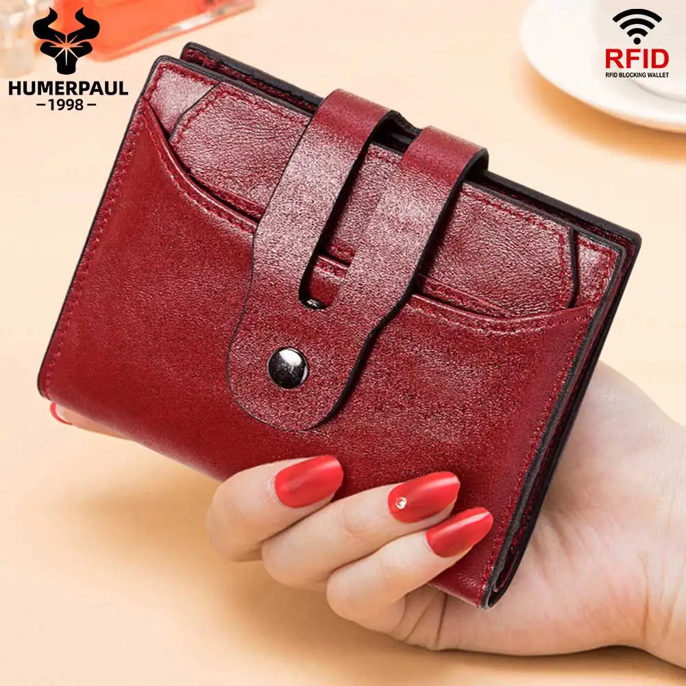

Luxury Designe Women Wallet RFID Anti-thef Credit Card Holder Ladies Multi-function Zipper Coin Purse Bifold Mini Female Clutch